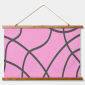 線：ソフトピンクのグレー 吊り下げ型タペストリー (正面)