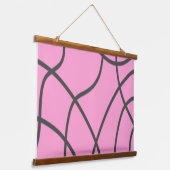 線：ソフトピンクのグレー 吊り下げ型タペストリー (傾斜あり)