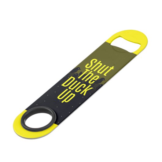 "締めて下さいアヒルを!" かわいいアヒルちゃんのタイポグラフィ スピード栓抜き (正面アングル)