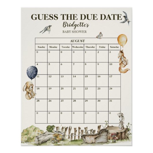 締め切り日の森の水の色ベビーシャワーを推測 ポスター (正面)