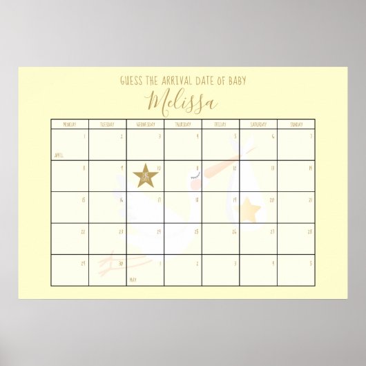 締め切り日カレンダークリーム赤ちゃんシャワーゲームを推測 ポスター (正面)