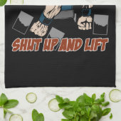 締め、重量挙げ選手を持ち上げて下さい キッチンタオル (折り畳み)