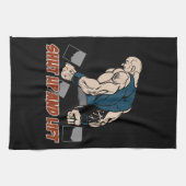 締め、重量挙げ選手を持ち上げて下さい キッチンタオル (横)