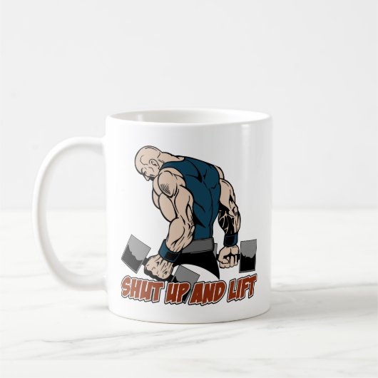 締め、重量挙げ選手を持ち上げて下さい コーヒーマグカップ (左)