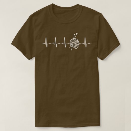 編おもしろい物用糸ハートビートギフトティー Tシャツ (デザイン正面)