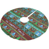 編まれたクリスマスの雪だるまのトナカイ|の姓 ブラッシュドポリエステルツリースカート (アングル)