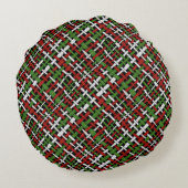編まれたバーラップの写実的な緑の赤い白 ラウンドクッション (裏面)