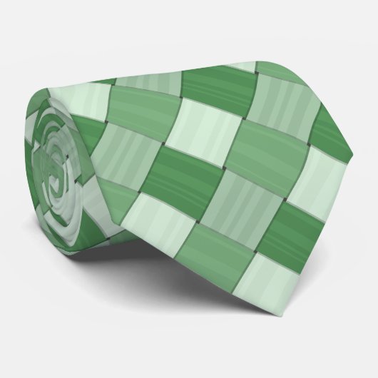 編まれた春の緑の対角線のタイル ネクタイ (ロール)