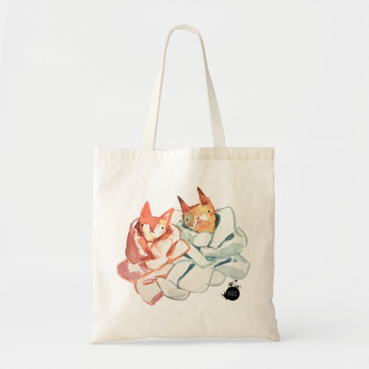 編まれた猫ちゃんのトート トートバッグ (正面)