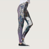 編まれた紫色の花柄 レギンス (右)