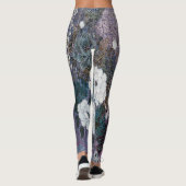 編まれた紫色の花柄 レギンス (裏面)