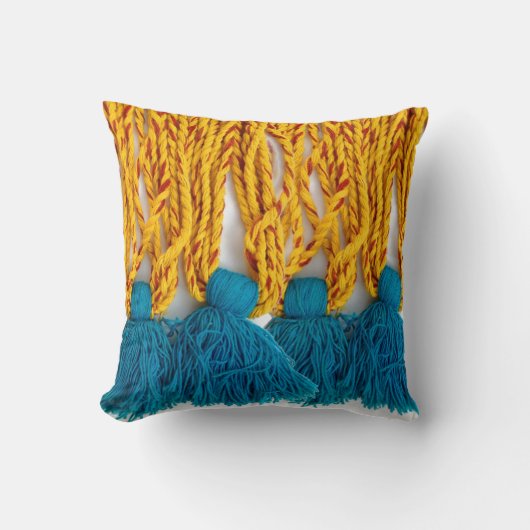 編まれた編みこみの種族のTassles クッション (正面)