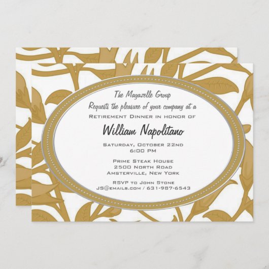 編まれた退職の夕食の招待状 招待状 (正面/裏面)