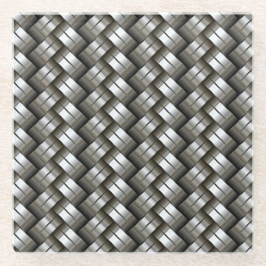 編まれた金属パターン ガラスコースター (正面)