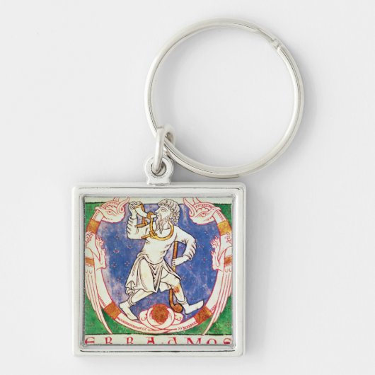 編まれるの2人の飛んだ創造物の型枠 キーホルダー (正面)