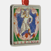 編まれるの2人の飛んだ創造物の型枠 メタルオーナメント (右)