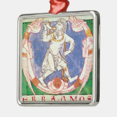 編まれるの2人の飛んだ創造物の型枠 メタルオーナメント (左)