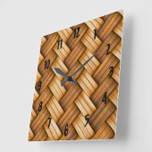 編まれる編みこみのかご スクエア壁時計 (傾斜)