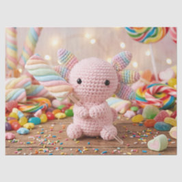 編みぐるみピンクのウーパールーパー パステルキャンディー 誕生日 薄葉紙