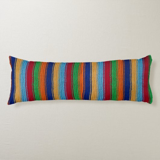 編みカラフルストライプ物 ボディピロー (正面)