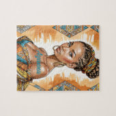 編みパンとメラニン女性 – アフリカプリント ジグソーパズル (横)