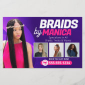 編みモダンサロンヘアエクステンション編みウィッグ チラシ (正面)