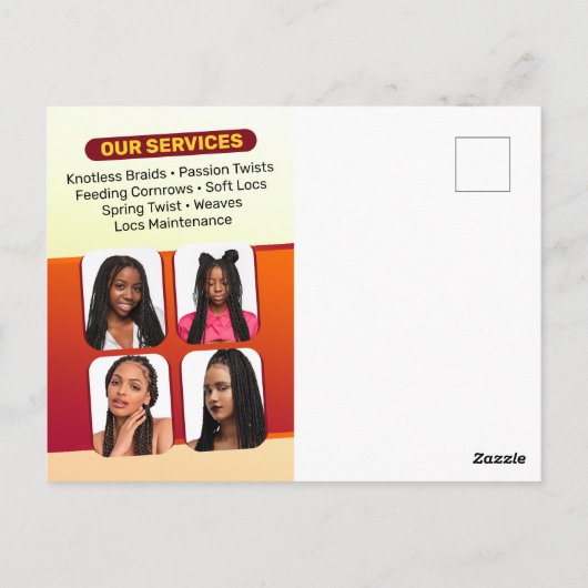 編みモダンサロン編みスタイリストヘアスタイリスト ポストカード (裏面)