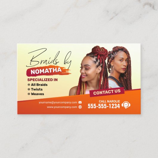 編みモダンサロン編みスタイリストヘアスタイリスト 名刺 (正面)