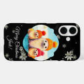 編み帽子をかぶったかわいいアザラシのクリスマスイラスト Case-Mate iPhoneケース (裏面 (横))