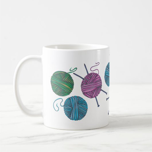 編み最高の物、編み物糸、あなたの名前 コーヒーマグカップ (左)