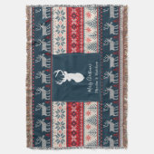 編み模様のクリスマスデザイン オーダーメイド スローブランケット (正面縦)