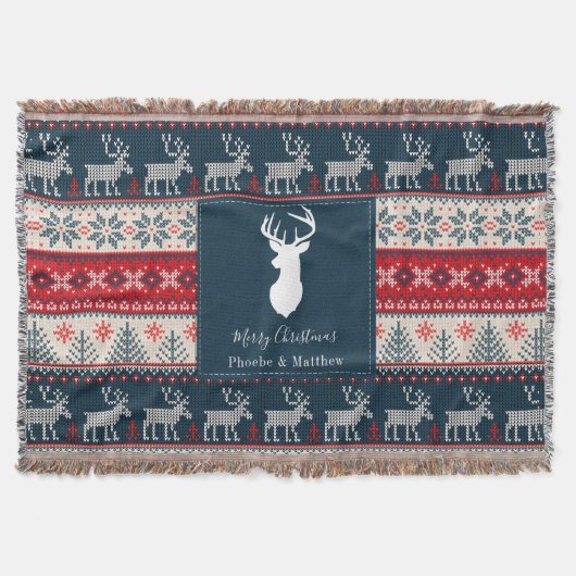 編み模様 クリスマス オーダーメイド スローブランケット (正面)