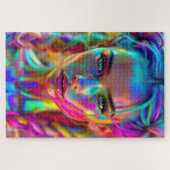 編み毛カラフル付きレインボーミューズ女神 ジグソーパズル (横)