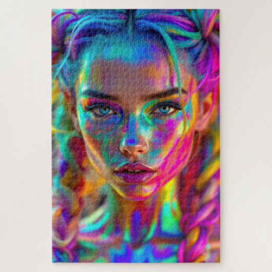 編み毛カラフル付きレインボーミューズ女神 ジグソーパズル (縦)