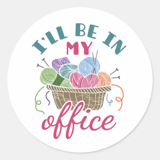 編み物おもしろいクロッチング私はオフィスにいる ラウンドシール (正面)