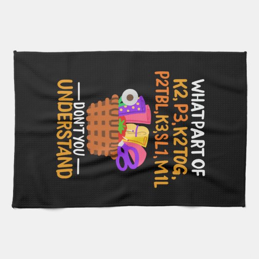 編み物おもしろい編み物引用文 キッチンタオル (横)