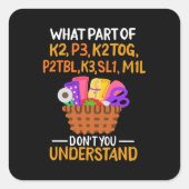 編み物おもしろい編み物引用文 スクエアシール (正面)