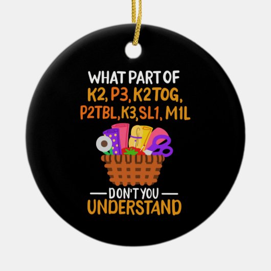 編み物おもしろい編み物引用文 セラミックオーナメント (正面)