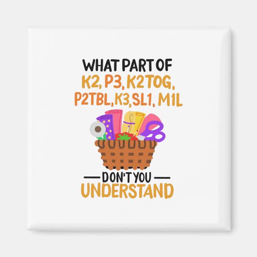 編み物おもしろい編み物引用文 マグネット (正面)