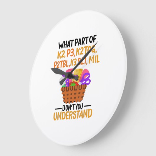 編み物おもしろい編み物引用文 ラージ壁時計 (傾斜)