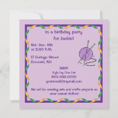 編み物おもしろい誕生日 招待状 (裏面)