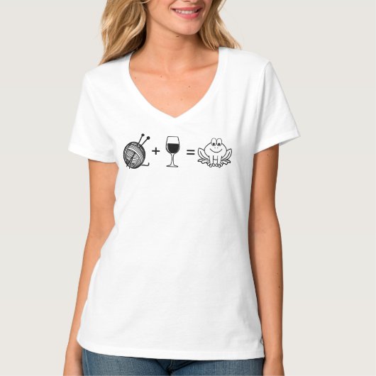 編み物およびワインの同輩のFrogging Tシャツ (正面)
