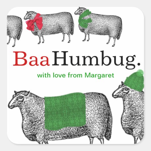 編み物かぎ編みクリスマスの羊の帽子の毛布スカーフ スクエアシール (正面)