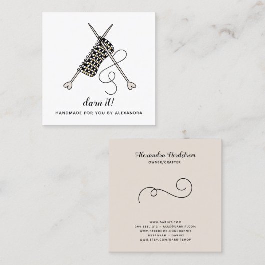 編み物かぎ針手作り名刺 スクエア名刺 (正面/裏面)