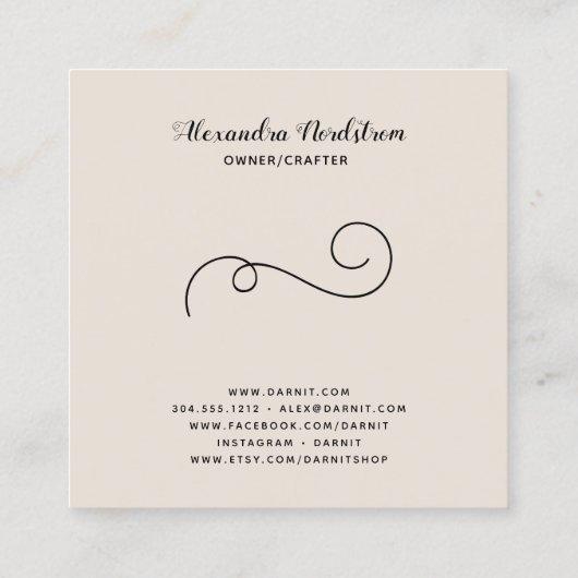 編み物かぎ針手作り名刺 スクエア名刺 (裏面)