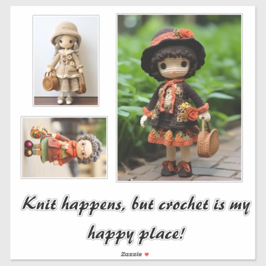 編み物が起こるが、かぎ編みは私の幸せな場所である シール (シート)