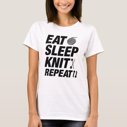 編み物して寝てを繰り返す Tシャツ (正面)