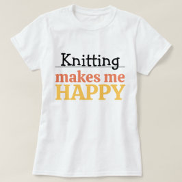 編み物で幸せ Quote モダンでビビットなニット Tシャツ