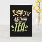 編み物とお茶 カード (黄色い花)