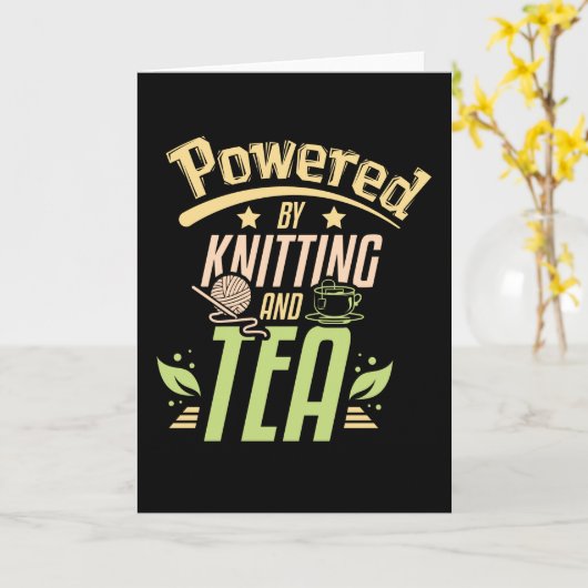 編み物とお茶 カード (黄色い花)